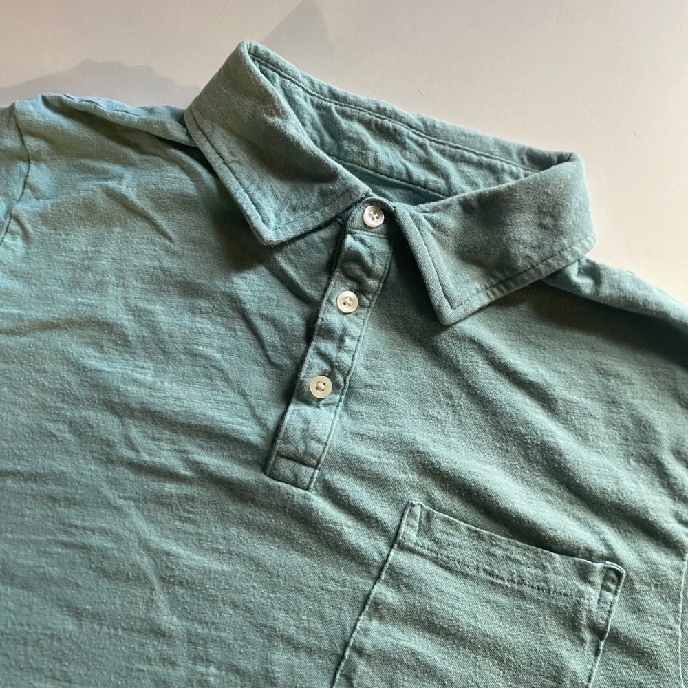 Goodfellow & Co Mens Teal Slub Knit Short Sleeve Pocket Polo Shirt Size L